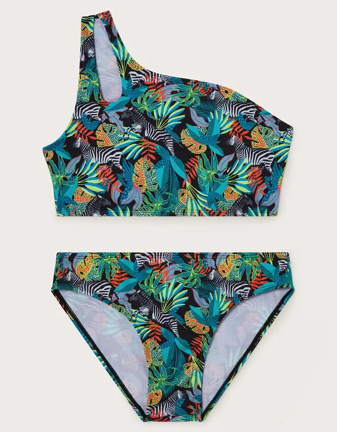 Children Zebra Print Bikini Set Black Monsoon Beachwear and Swimwear