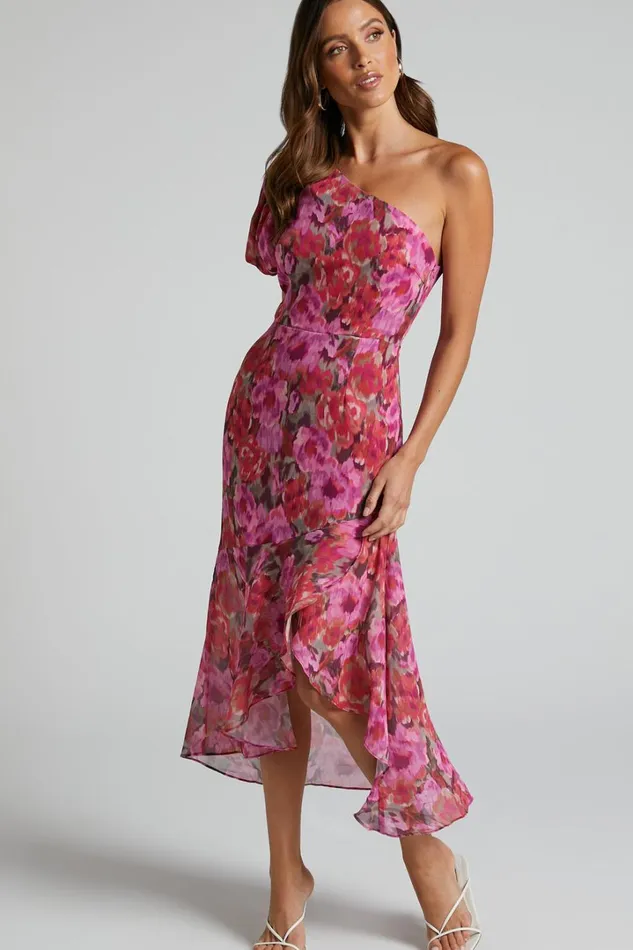 Clabelle Midi Dress 8211 One Shoulder Ruffle Tulip Hem Dress In Violette Blur Floral Women Showpo Curve Clothes Clabelle Midi Dress 8211 One Shoulder Ruffle Tulip Hem Dress In Violette Blur Floral Women Showpo Curve Clothes