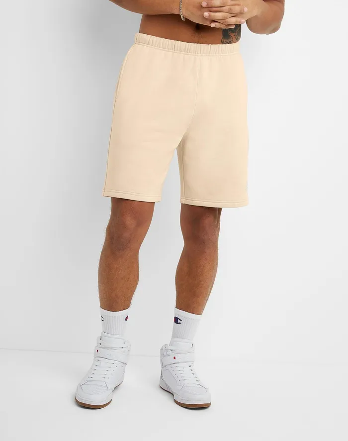 Classic Fleece Shorts C Over Script Logo 8034 Fresh Tan Men Champion Shorts