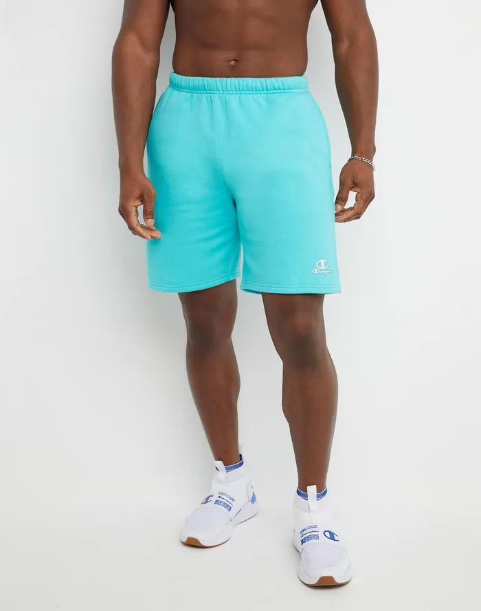 Classic Fleece Shorts C Over Script Logo 8034 Portal Teal Men Champion Shorts