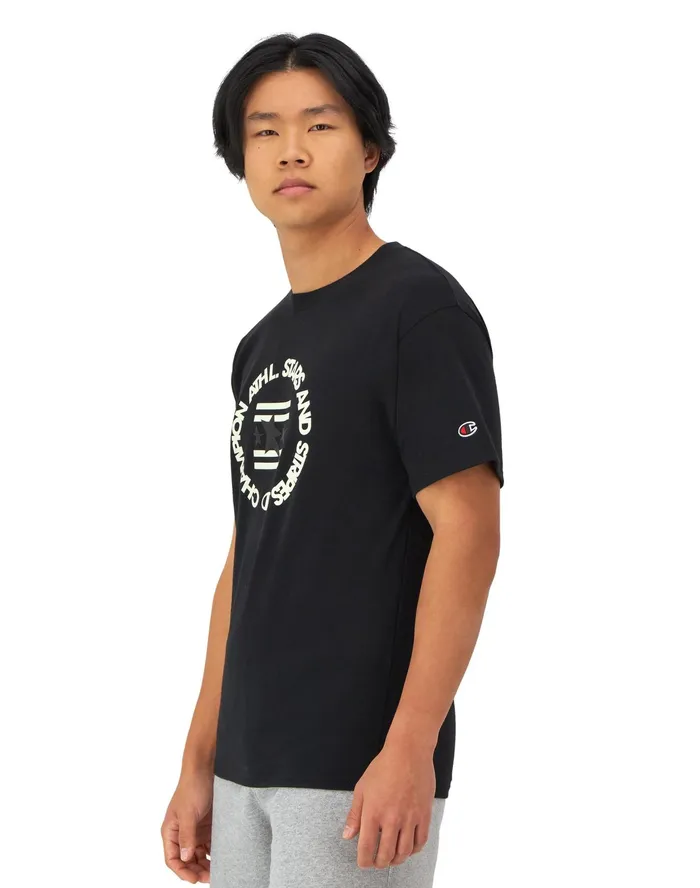 Classic Graphic TShirt Champion Stars and Stripes Black Men Champion TShirts and Tops