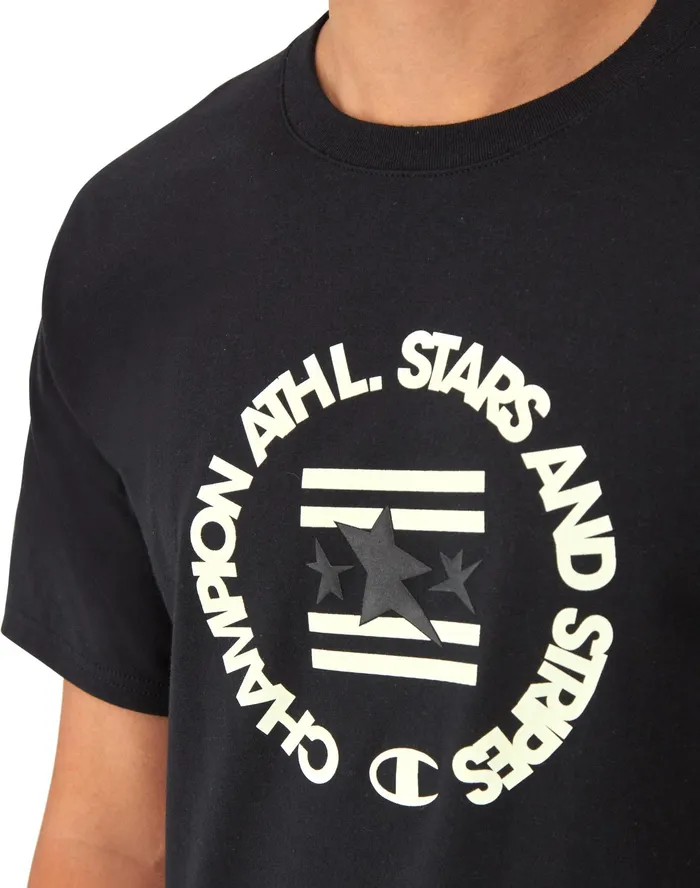 Classic Graphic TShirt Champion Stars and Stripes Black Men Champion TShirts and Tops