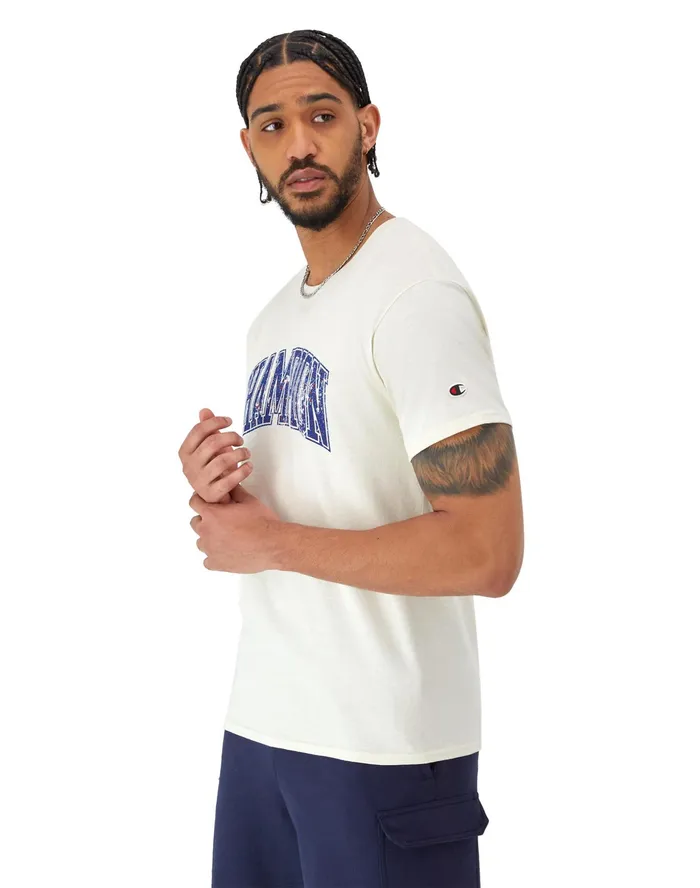 Classic Graphic TShirt Distressed Champion Stars Natural Men Champion TShirts and Tops