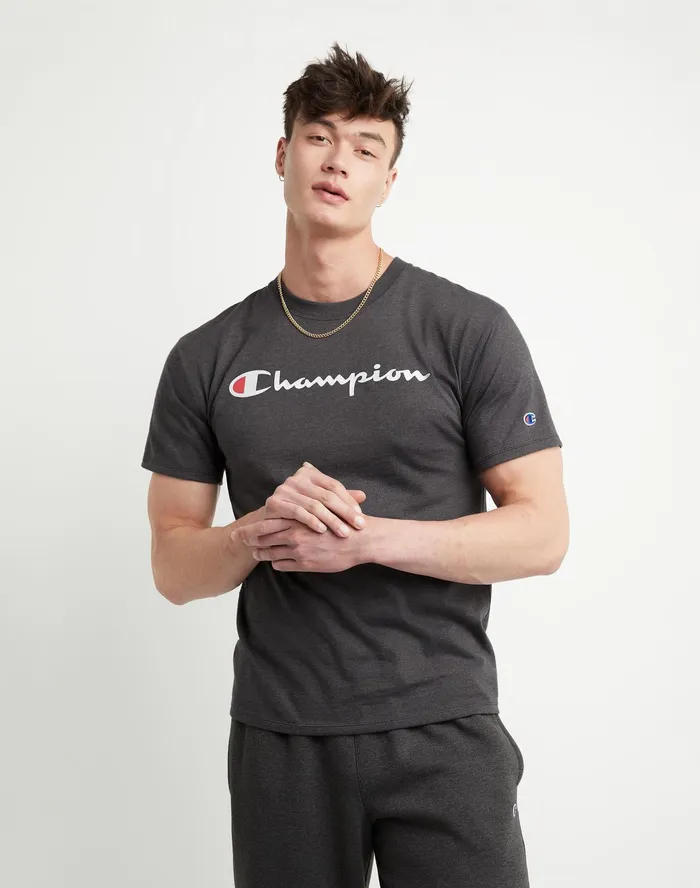 Classic TShirt Script Logo Granite Heather Men Champion TShirts and Tops