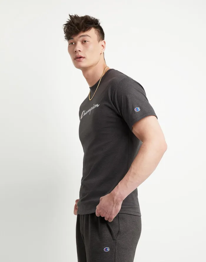 Classic TShirt Script Logo Granite Heather Men Champion TShirts and Tops