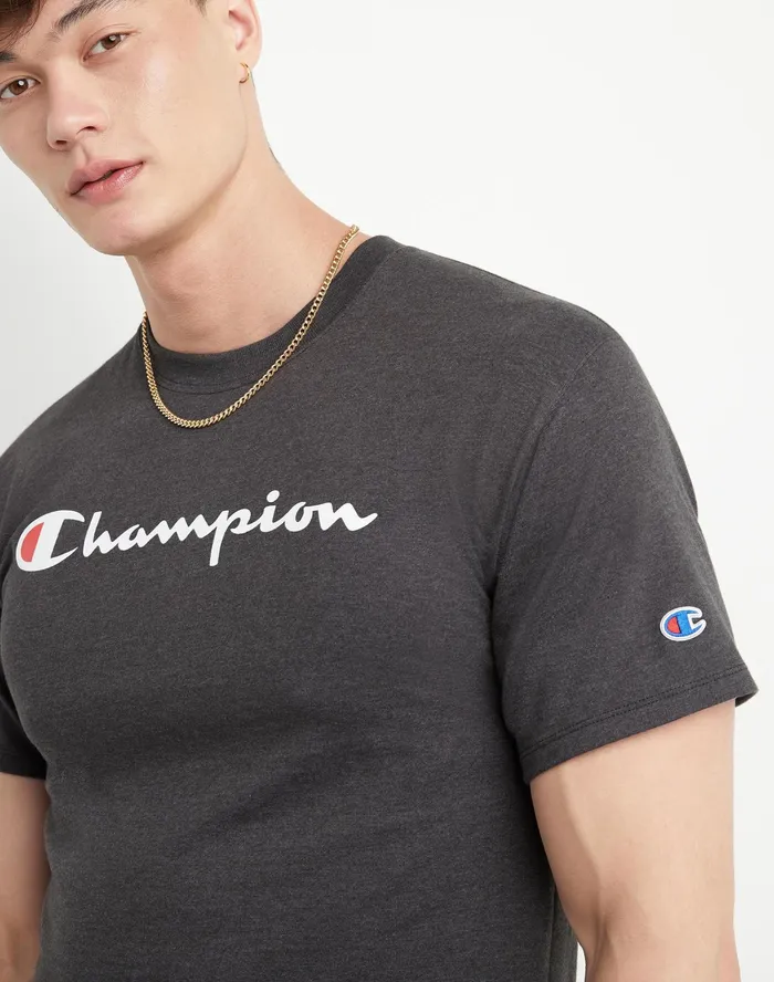 Classic TShirt Script Logo Granite Heather Men Champion TShirts and Tops