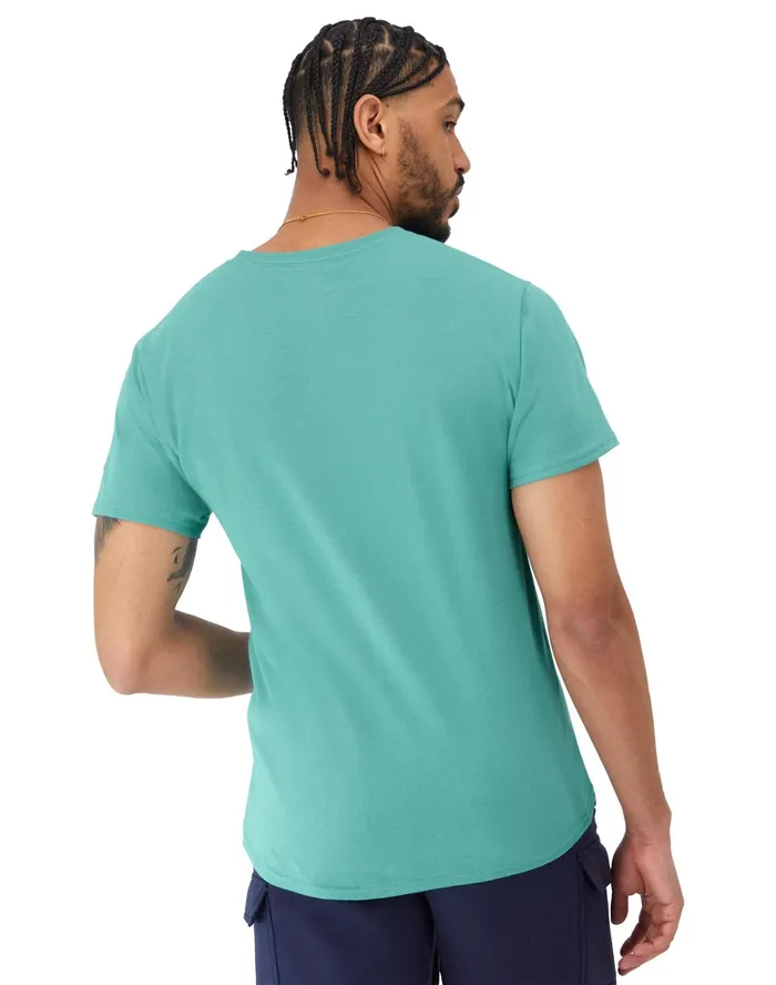 Classic Tee Embroidered C Logo Aqua Crush Men Champion TShirts and Tops