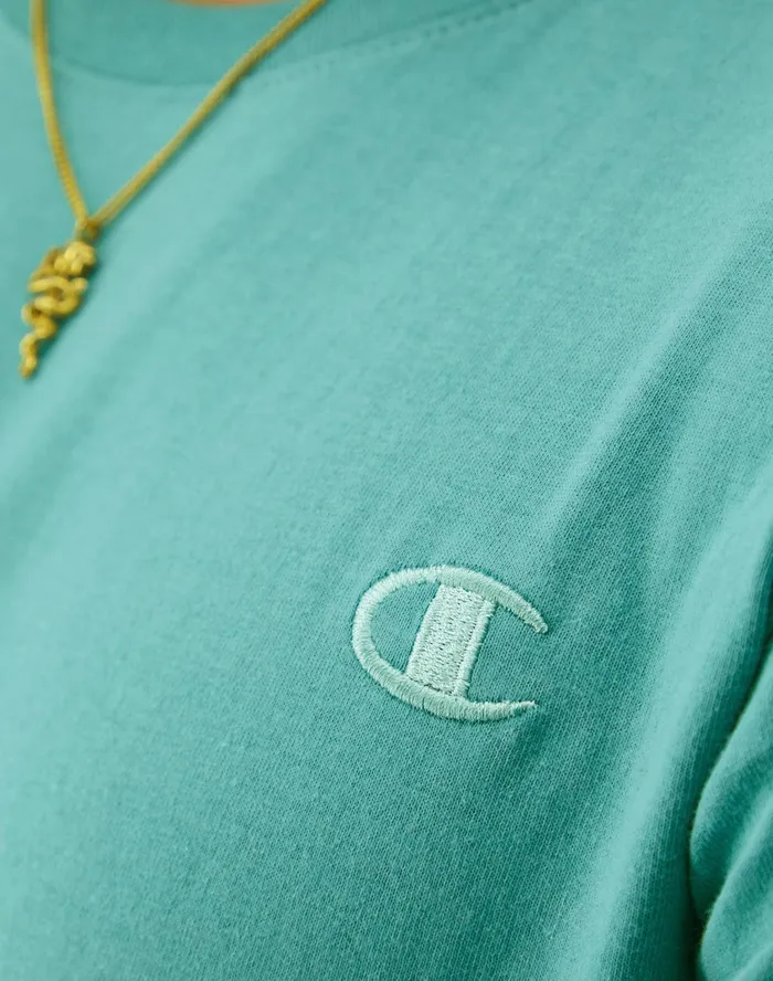 Classic Tee Embroidered C Logo Aqua Crush Men Champion TShirts and Tops