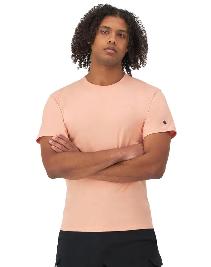 Classic Tee Embroidered C Logo Peach Grapefruit Men Champion TShirts and Tops