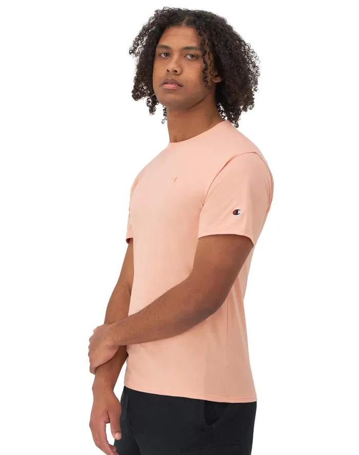 Classic Tee Embroidered C Logo Peach Grapefruit Men Champion TShirts and Tops