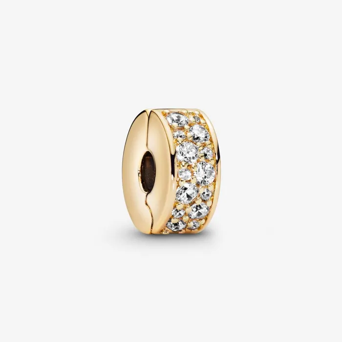 Clips Women Pandora Clear Pav Clip Charm Gold Plated