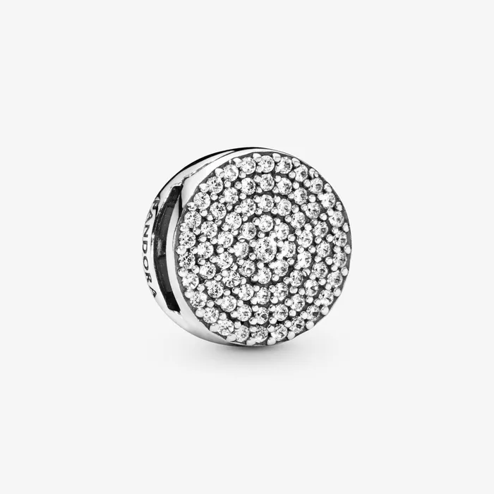 Clips Women Pandora Round Pav Clip Charm Sterling Silver