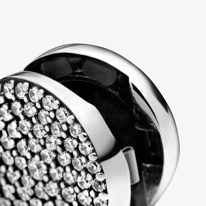 Clips Women Pandora Round Pav Clip Charm Sterling Silver
