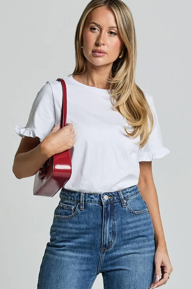 Closer To Home Tee 8211 Ruffle Sleeve Tee In White Women Showpo Basics