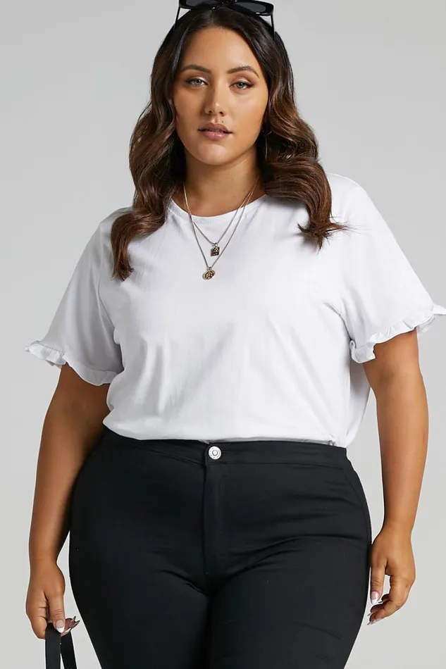 Closer To Home Tee 8211 Ruffle Sleeve Tee In White Women Showpo Basics