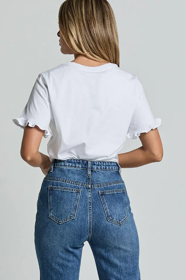 Closer To Home Tee 8211 Ruffle Sleeve Tee In White Women Showpo Basics