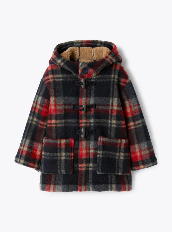 Coats And Jackets Boy 216 Il Gufo Checkered Technowool Dufflecoat