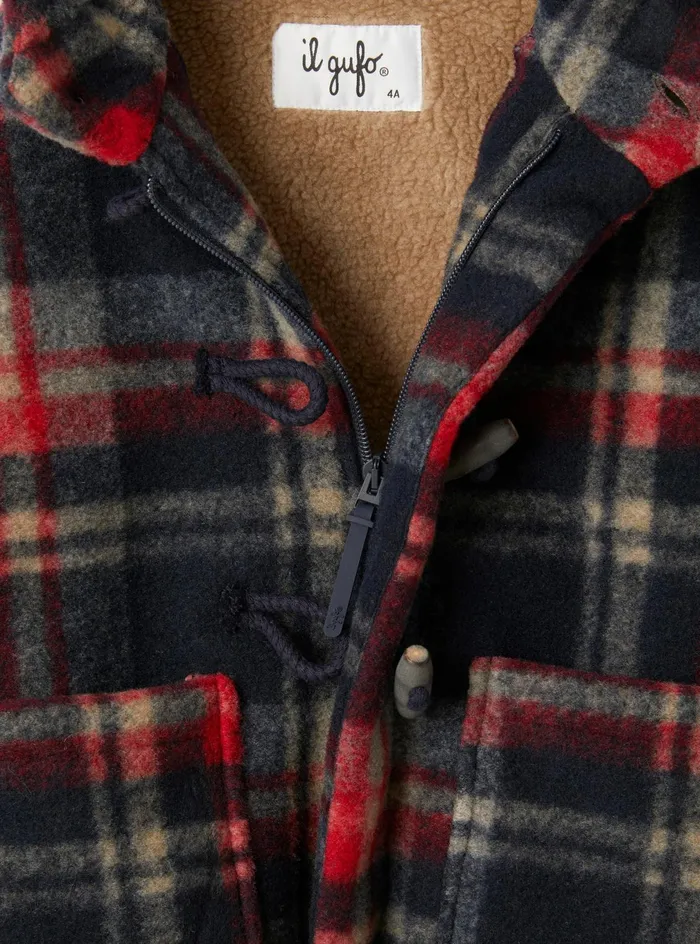 Coats And Jackets Boy 216 Il Gufo Checkered Technowool Dufflecoat