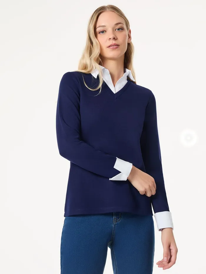 Collared Twofer LayeredLook Top Women Jones New York Sale