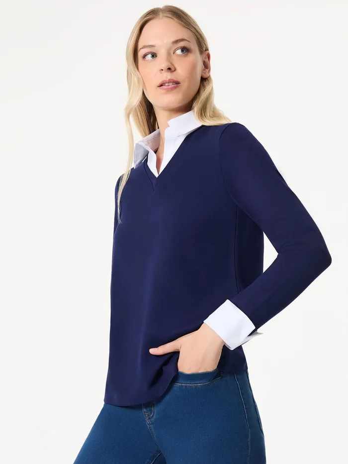 Collared Twofer LayeredLook Top Women Jones New York Sale Collared Twofer LayeredLook Top Women Jones New York Sale