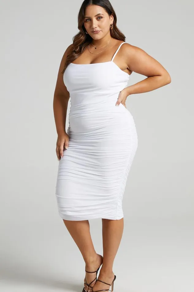 Coming For You Midi Dress 8211 Mesh Dress In White Mesh Women Showpo Curve Clothes