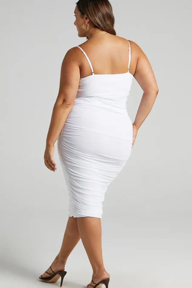 Coming For You Midi Dress 8211 Mesh Dress In White Mesh Women Showpo Curve Clothes