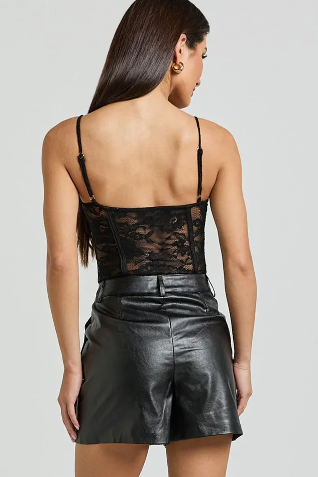 Connie Bodysuit 8211 Lace Corset Bodysuit In Black Women Showpo Tops