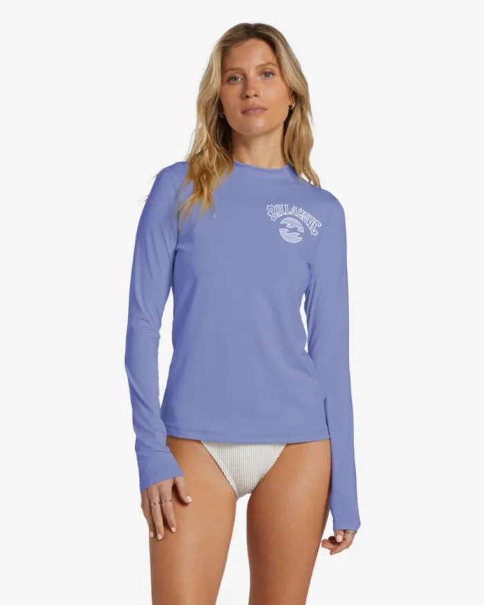 Core Loose Fit Long Sleeve Surf Tee Cosmic Blue Women Billabong Rashguards and Bodysuits