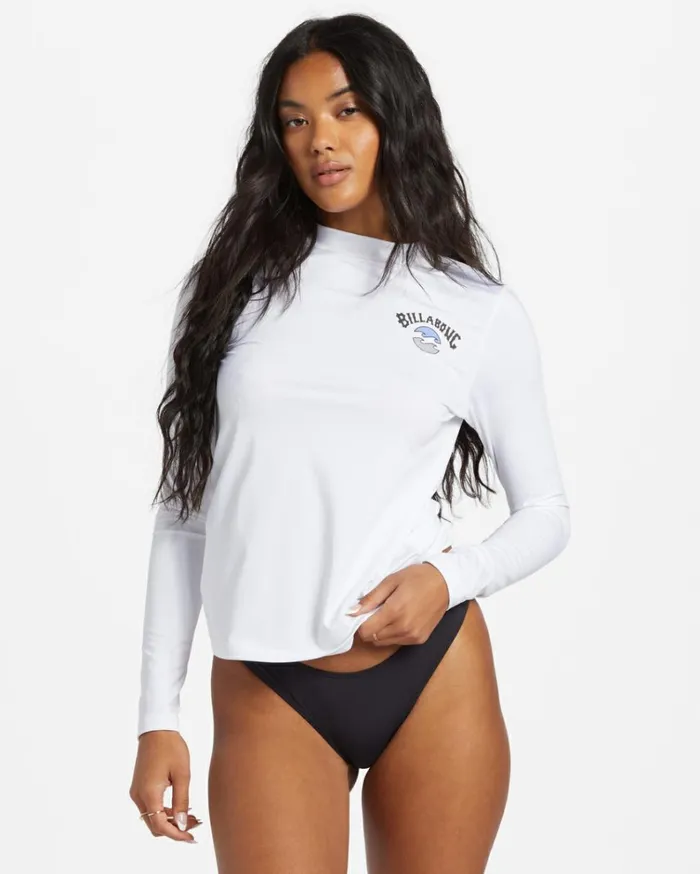 Core Loose Fit Long Sleeve Surf Tee White Women Billabong Rashguards and Bodysuits