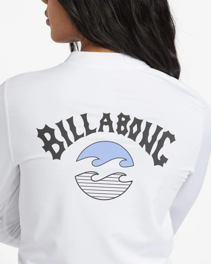 Core Loose Fit Long Sleeve Surf Tee White Women Billabong Rashguards and Bodysuits