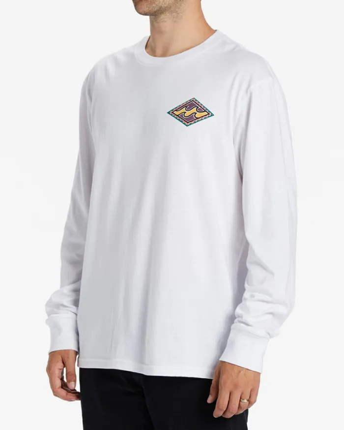 Crayon Wave Long Sleeve TShirt White Men Billabong TShirts