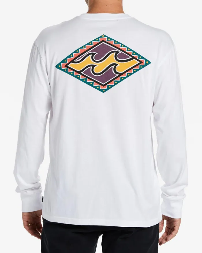 Crayon Wave Long Sleeve TShirt White Men Billabong TShirts