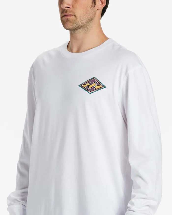 Crayon Wave Long Sleeve TShirt White Men Billabong TShirts