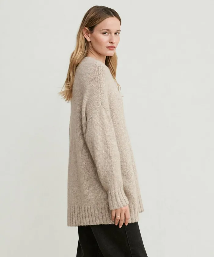 Crewnecks and Pullovers Women Jenni Kayne Alpaca Cocoon Crewneck Oatmeal Oatmeal