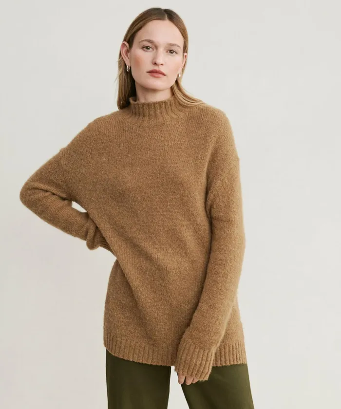 Crewnecks and Pullovers Women Jenni Kayne Alpaca Mockneck Pullover Tan