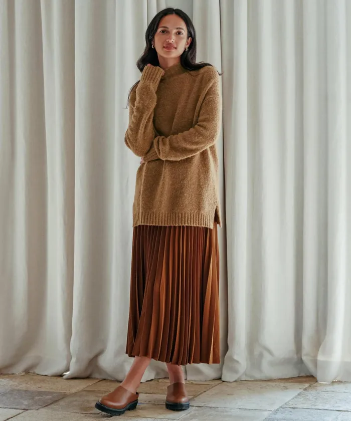 Crewnecks and Pullovers Women Jenni Kayne Alpaca Mockneck Pullover Tan