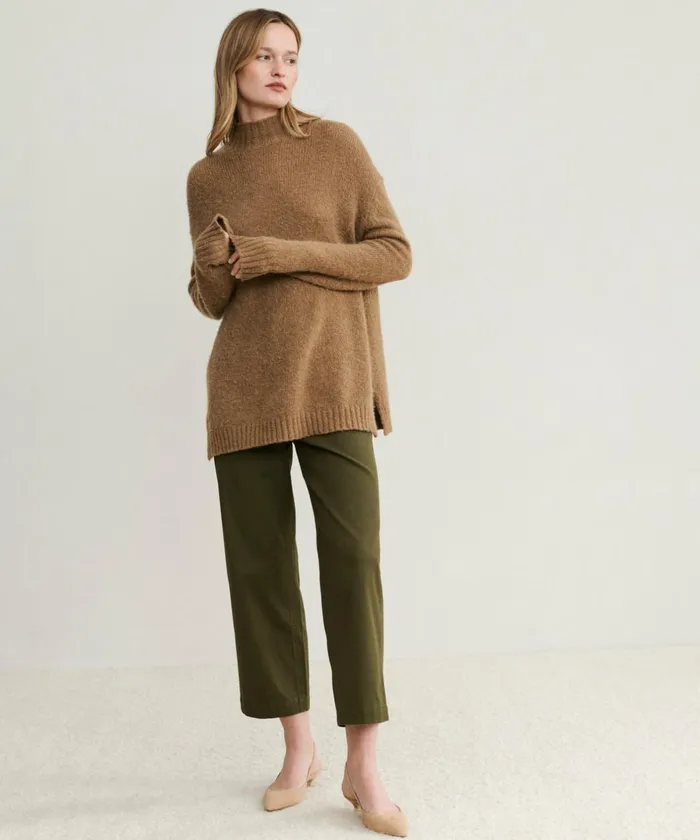 Crewnecks and Pullovers Women Jenni Kayne Alpaca Mockneck Pullover Tan