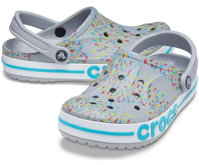 Crocs Bayaband Seasonal Printed Clog Light Grey Multi WomensMens Clogs