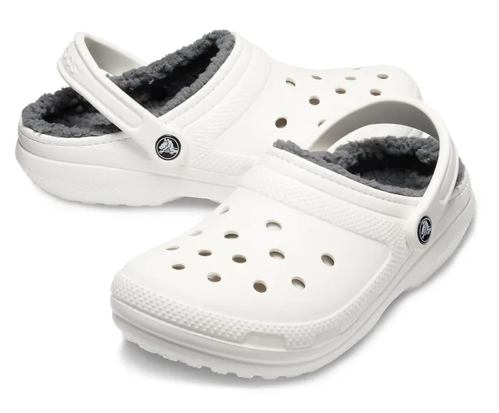 Crocs Classic Lined Clog White Grey WomensMens Clogs