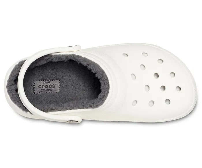 Crocs Classic Lined Clog White Grey WomensMens Clogs