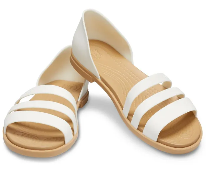 Crocs Crocs Tulum Open Flat Oyster Tan Womens Sandals
