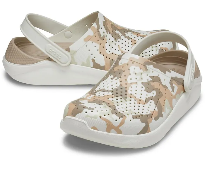 Crocs LiteRide Printed Camo Clog Almost White WomensMens Clogs