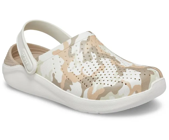 Crocs LiteRide Printed Camo Clog Almost White WomensMens Clogs