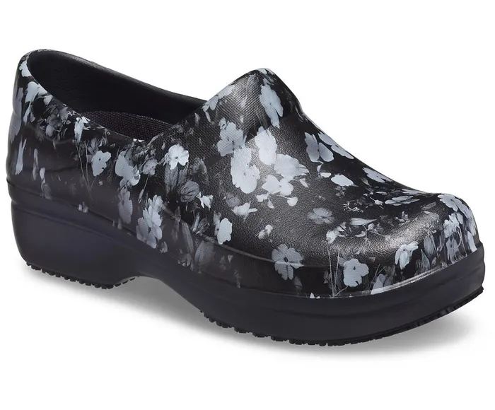Crocs Neria Pro II Graphic Clog White Black Floral Womens Clogs