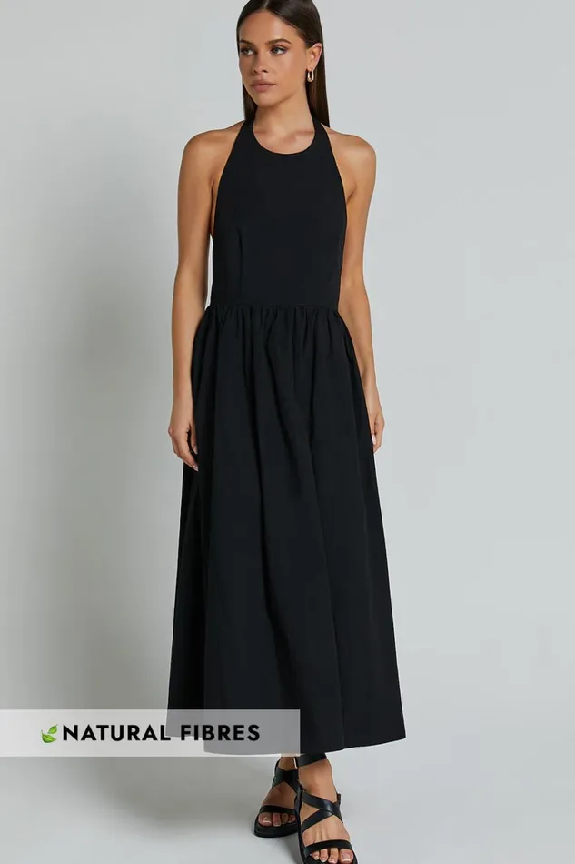 Dana Midi Dress 8211 Halter Neck Open Back Dress In Black Women Showpo Dresses
