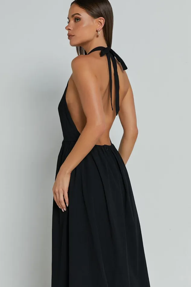 Dana Midi Dress 8211 Halter Neck Open Back Dress In Black Women Showpo Dresses