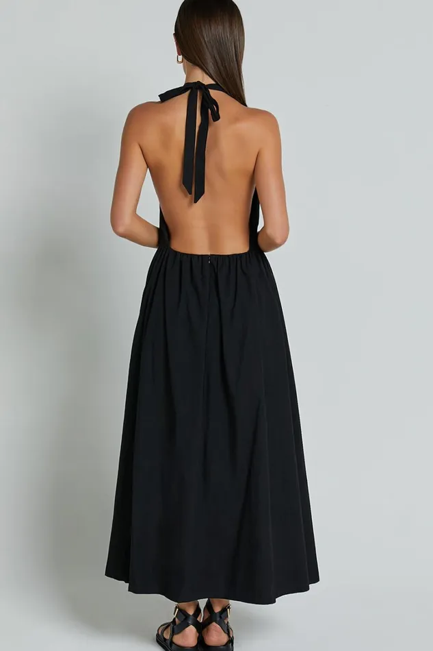 Dana Midi Dress 8211 Halter Neck Open Back Dress In Black Women Showpo Dresses