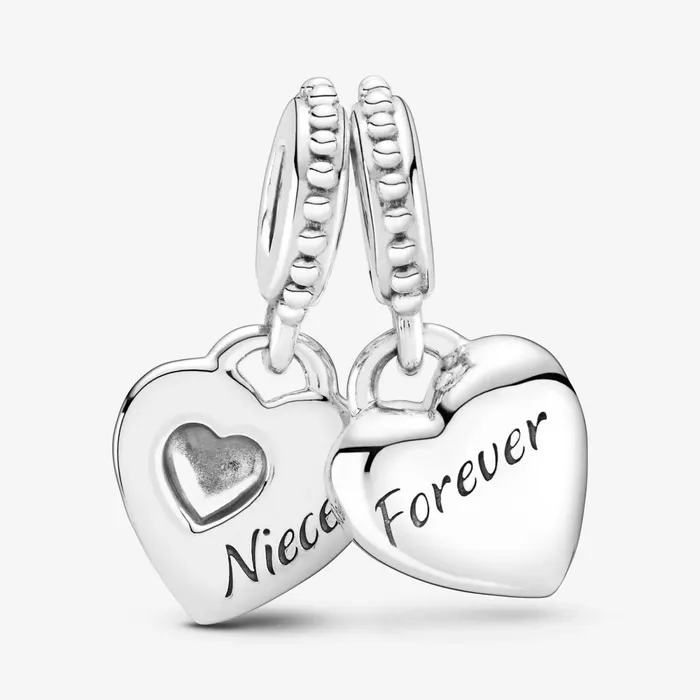 Dangle Charms Women Pandora Aunt and Niece Split Heart Dangle Charm