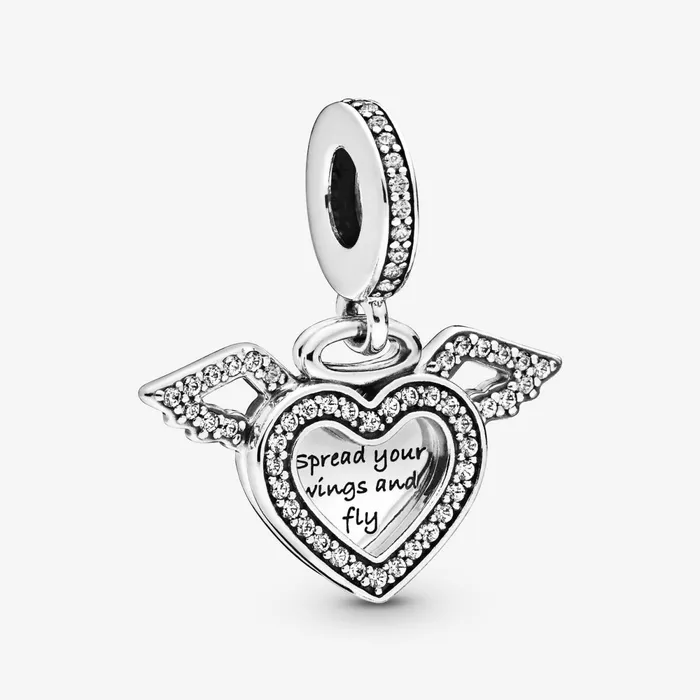 Dangle Charms Women Pandora Heart And Angel Wings Dangle Charm