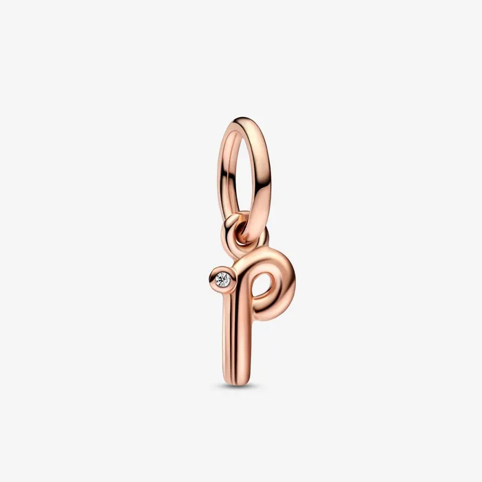 Dangle Charms Women Pandora Letter P Script Alphabet Dangle Charm